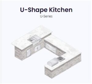 u shape kitchen rendering